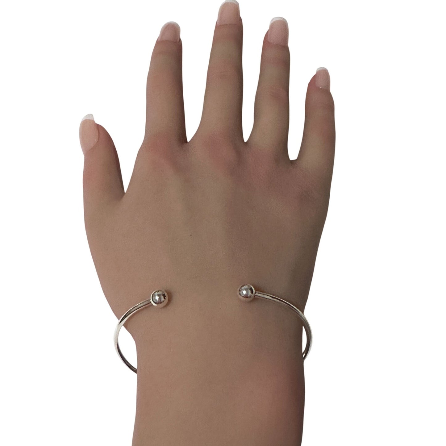 925 Sterling Silver Cuff Bangle Bracelet Size 6.25 inches Screw Ball Ends - Rafant