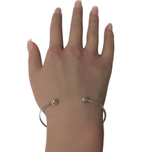 Load image into Gallery viewer, 925 Sterling Silver Cuff Bangle Bracelet Size 6.25 inches Screw Ball Ends

