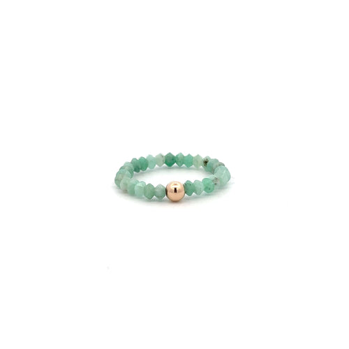 14K Gold Emerald Micro Faceted Stretch Ring Handmade Elastic Gemstone Band - Rafant