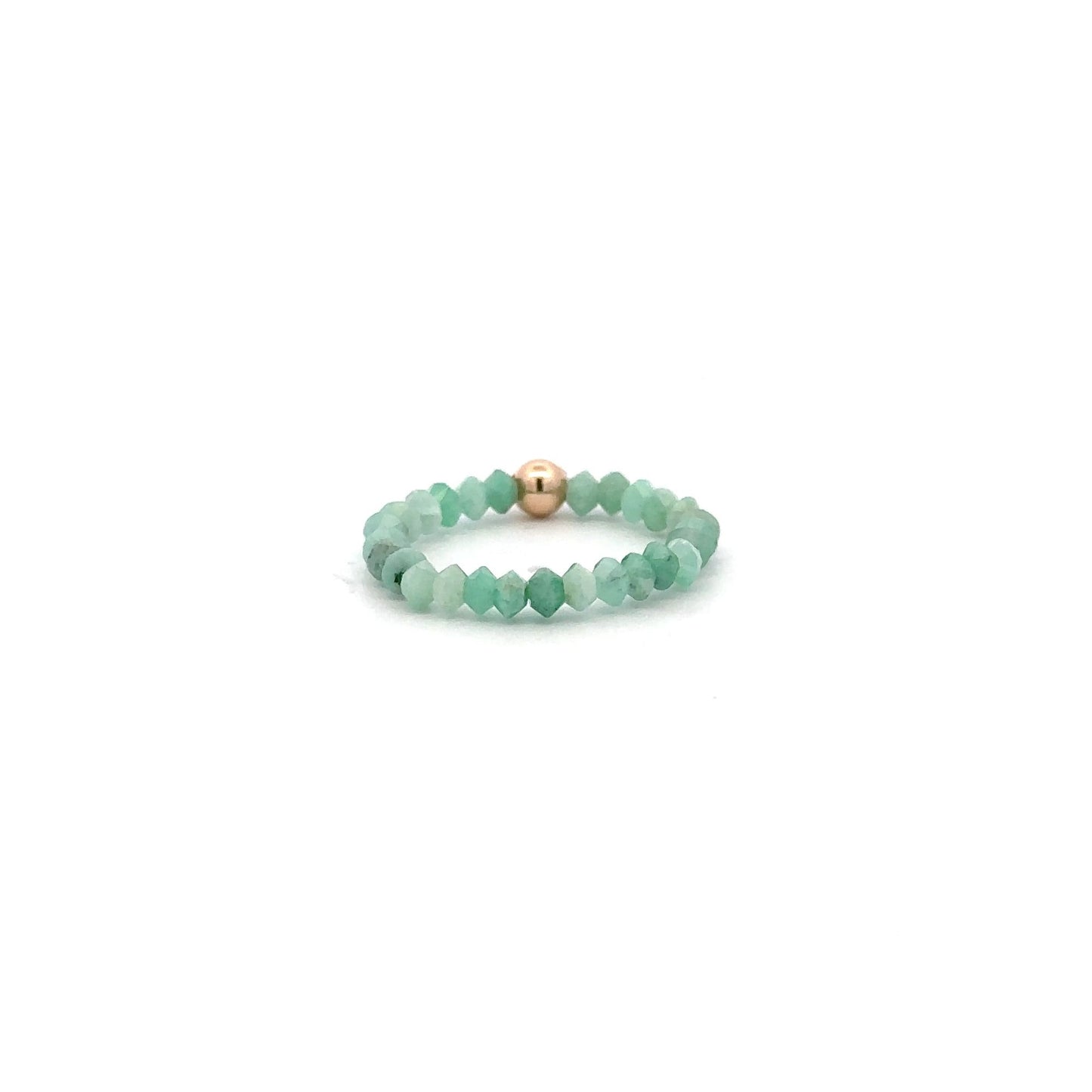 14K Gold Emerald Micro Faceted Stretch Ring Handmade Elastic Gemstone Band - Rafant