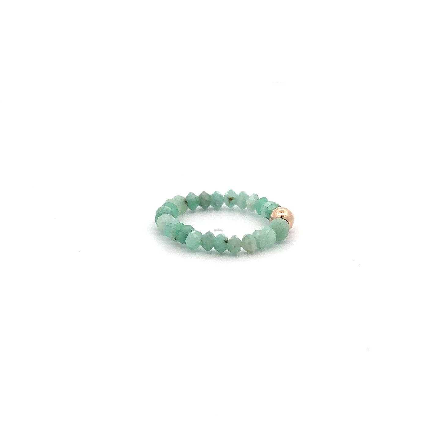 14K Gold Emerald Micro Faceted Stretch Ring Handmade Elastic Gemstone Band - Rafant