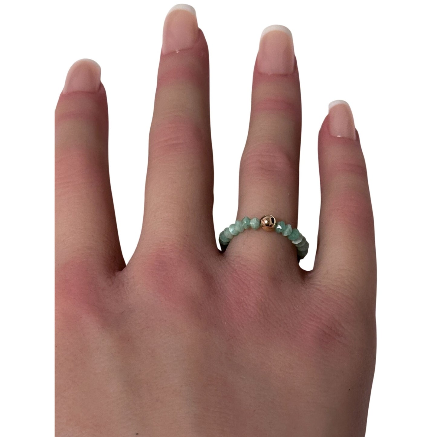 14K Gold Emerald Micro Faceted Stretch Ring Handmade Elastic Gemstone Band - Rafant