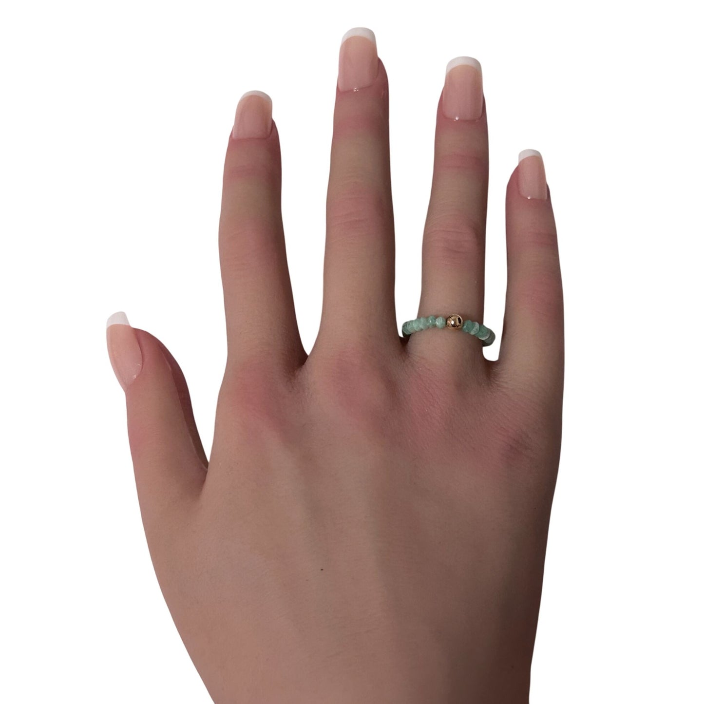14K Gold Emerald Micro Faceted Stretch Ring Handmade Elastic Gemstone Band - Rafant