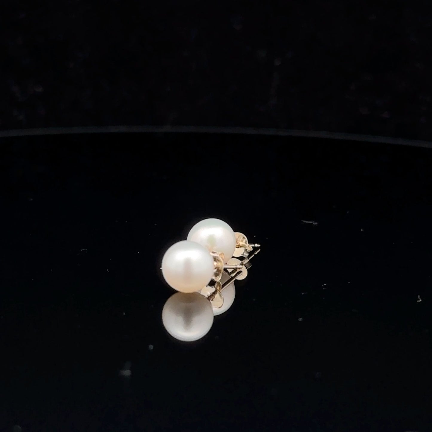 14K Gold Stud Earrings Freshwater Pearl 6.5mm - Rafant