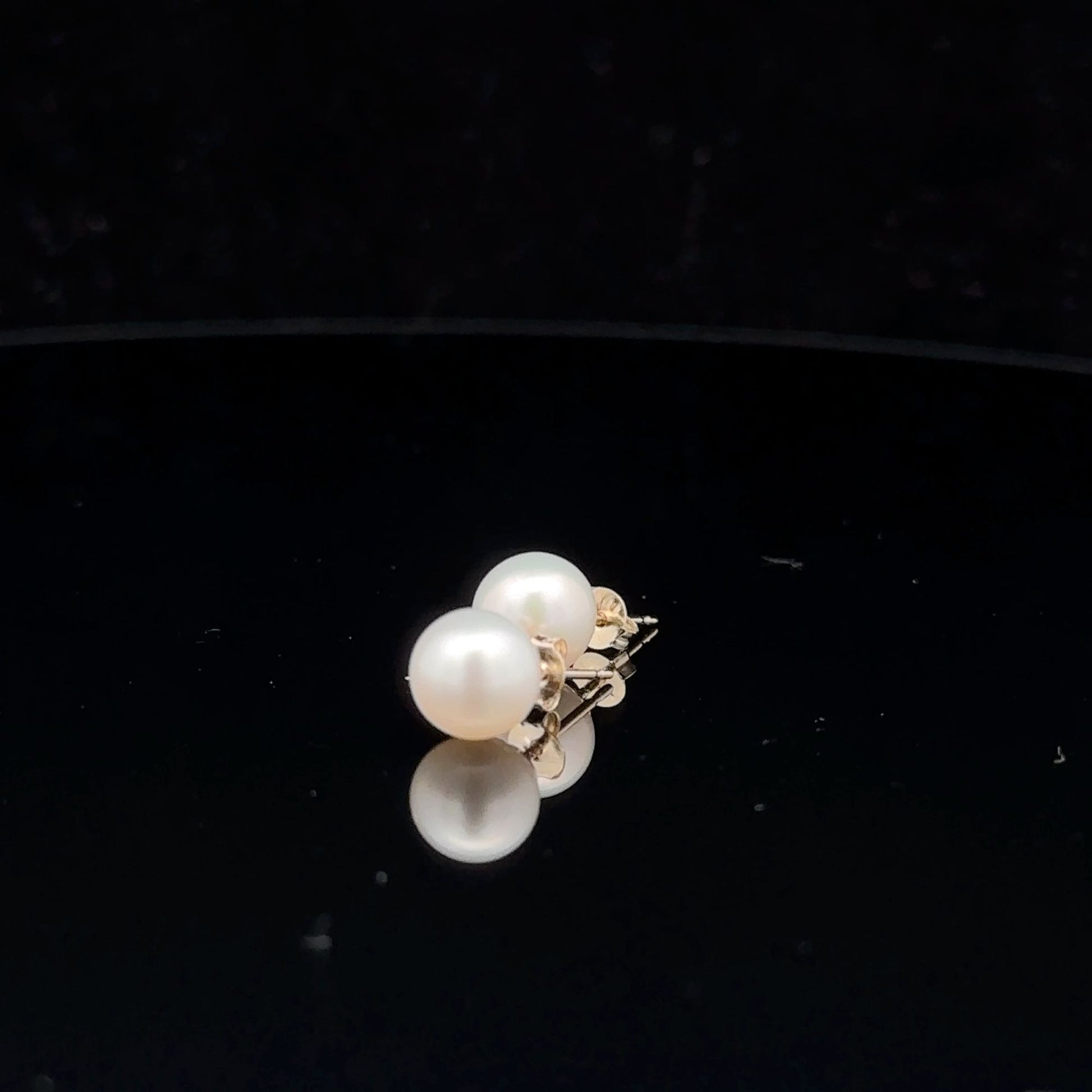 14K Gold Stud Earrings Freshwater Pearl 6.5mm - Rafant