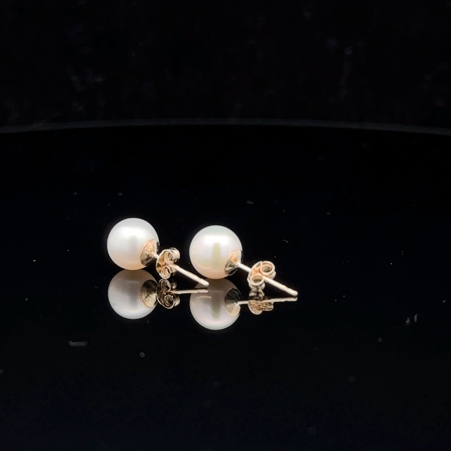 14K Gold Stud Earrings Freshwater Pearl 6.5mm - Rafant