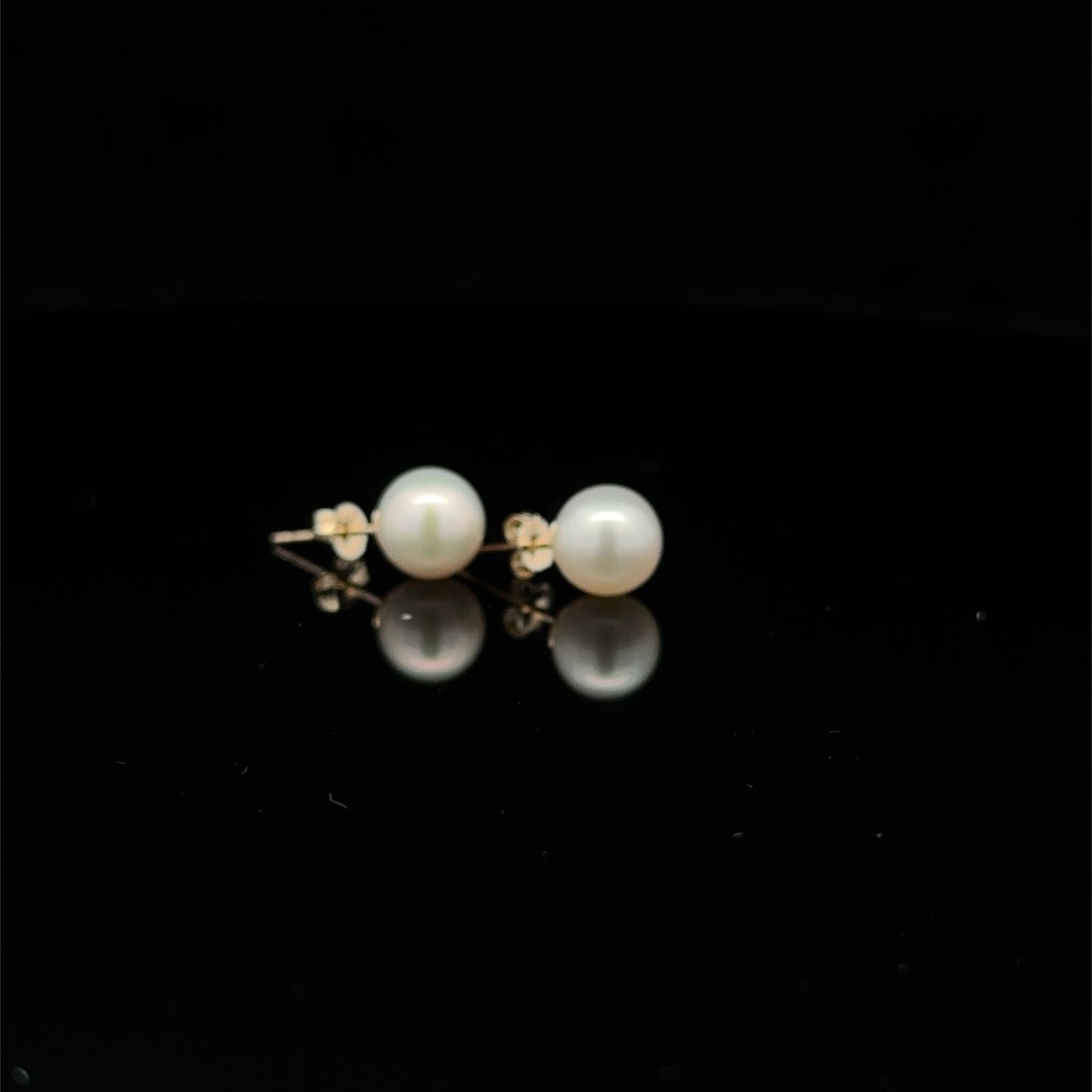 14K Gold Stud Earrings Freshwater Pearl 6.5mm - Rafant