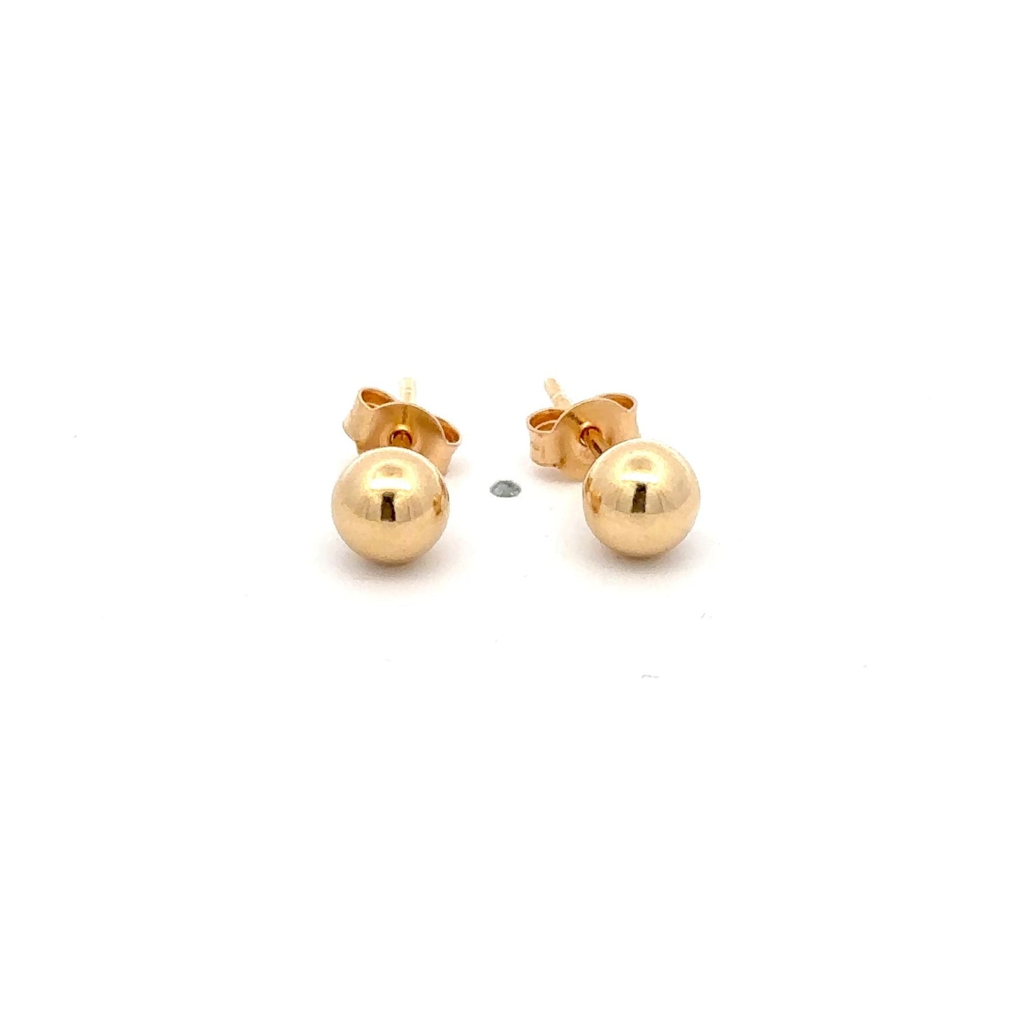 18K Gold Earrings Stud Balls Polished Small - Rafant