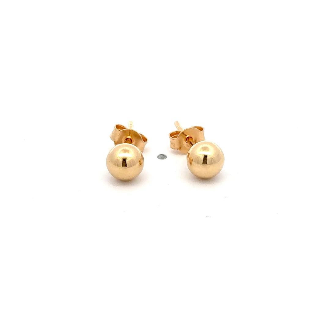 18K Gold Earrings Stud Balls Polished Small - Rafant