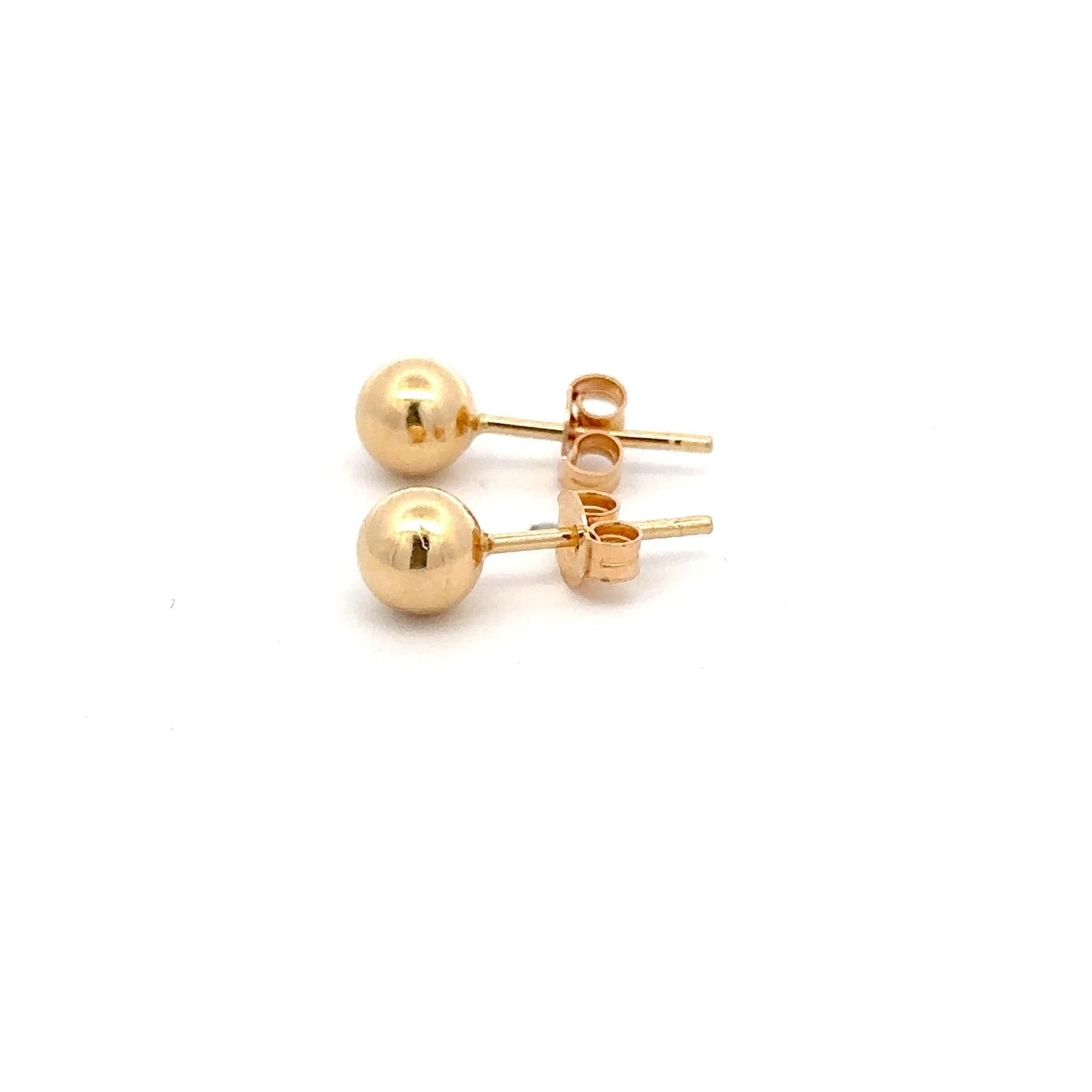 18K Gold Earrings Stud Balls Polished Small - Rafant