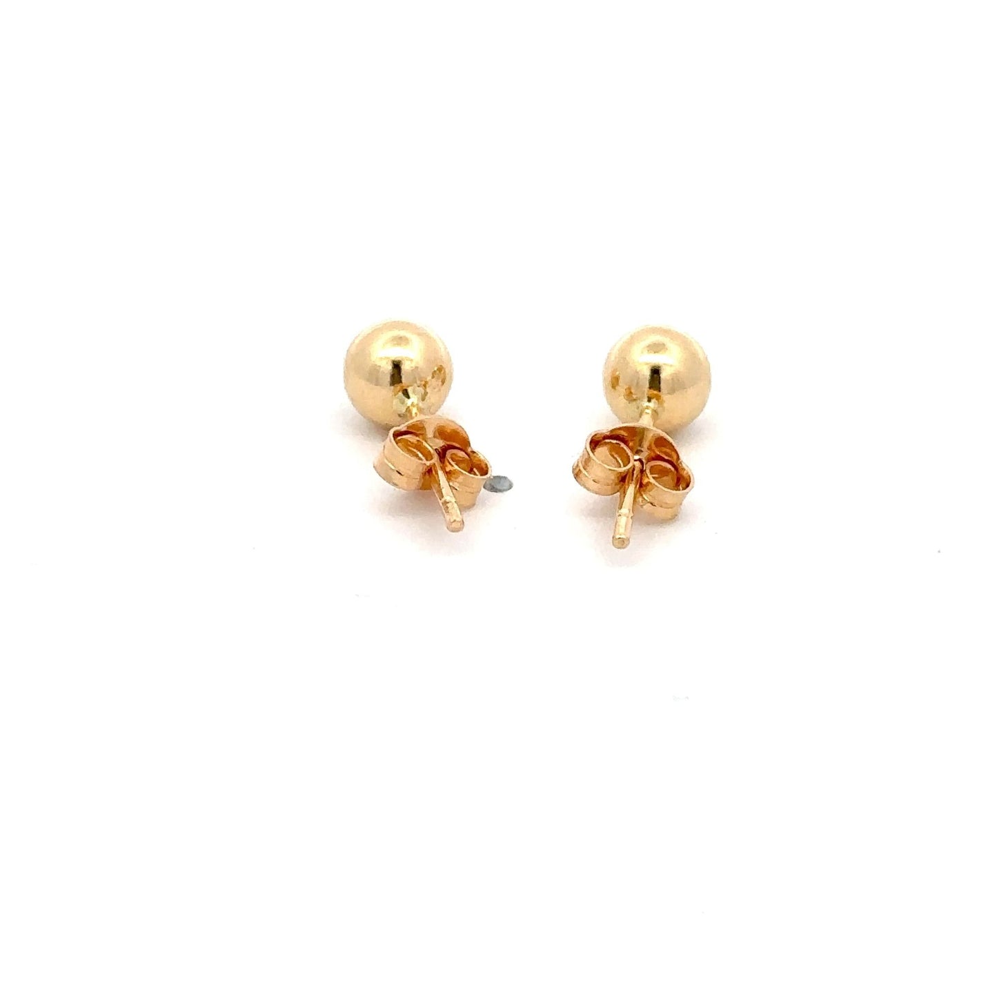 18K Gold Earrings Stud Balls Polished Small - Rafant