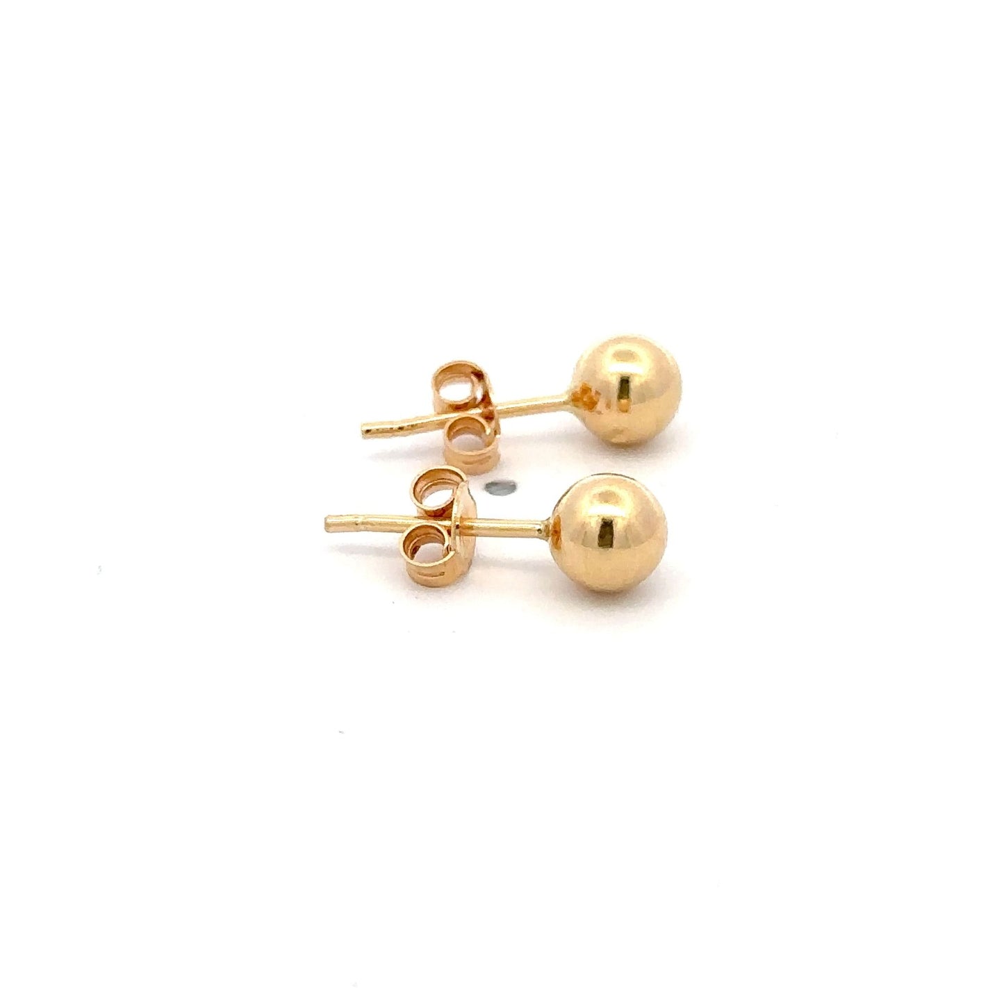 18K Gold Earrings Stud Balls Polished Small - Rafant