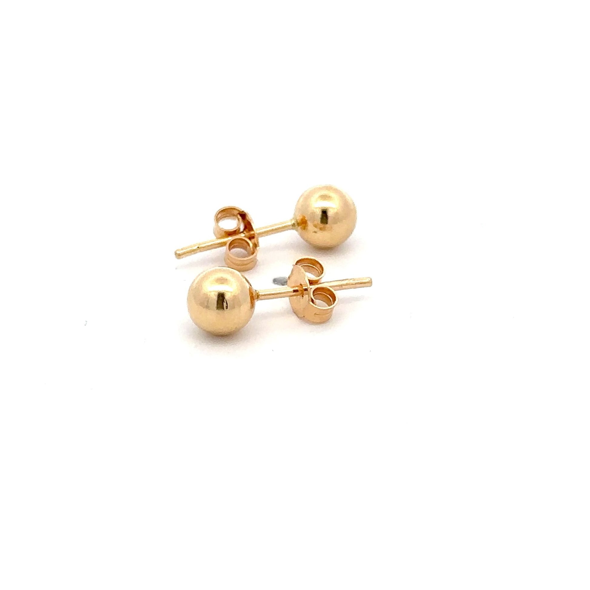 18K Gold Earrings Stud Balls Polished Small - Rafant