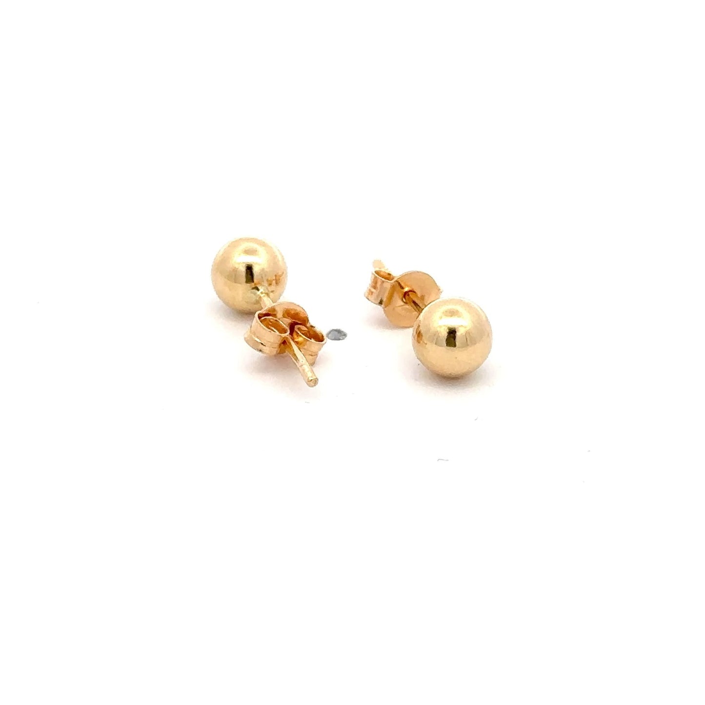 18K Gold Earrings Stud Balls Polished Small - Rafant