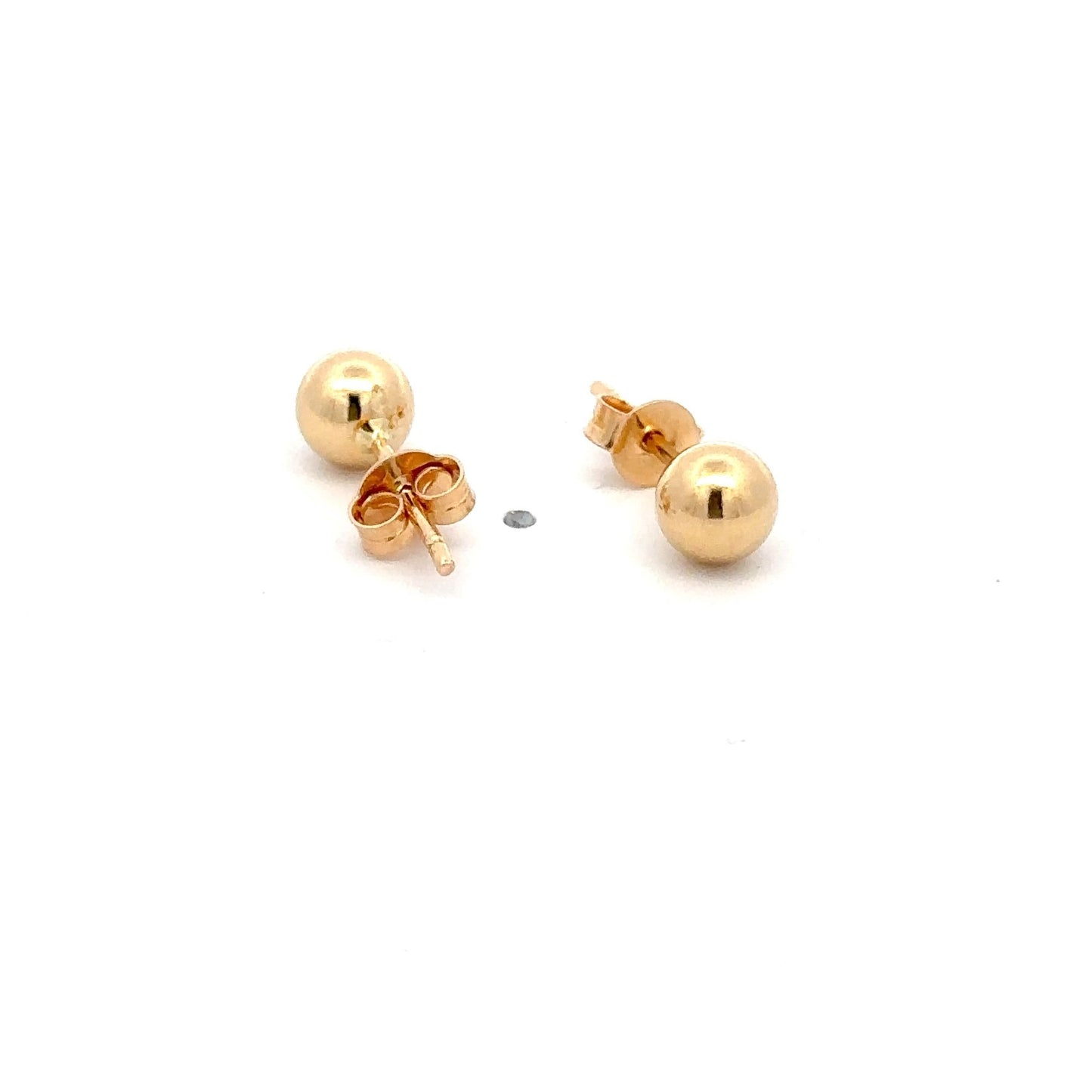 18K Gold Earrings Stud Balls Polished Small - Rafant
