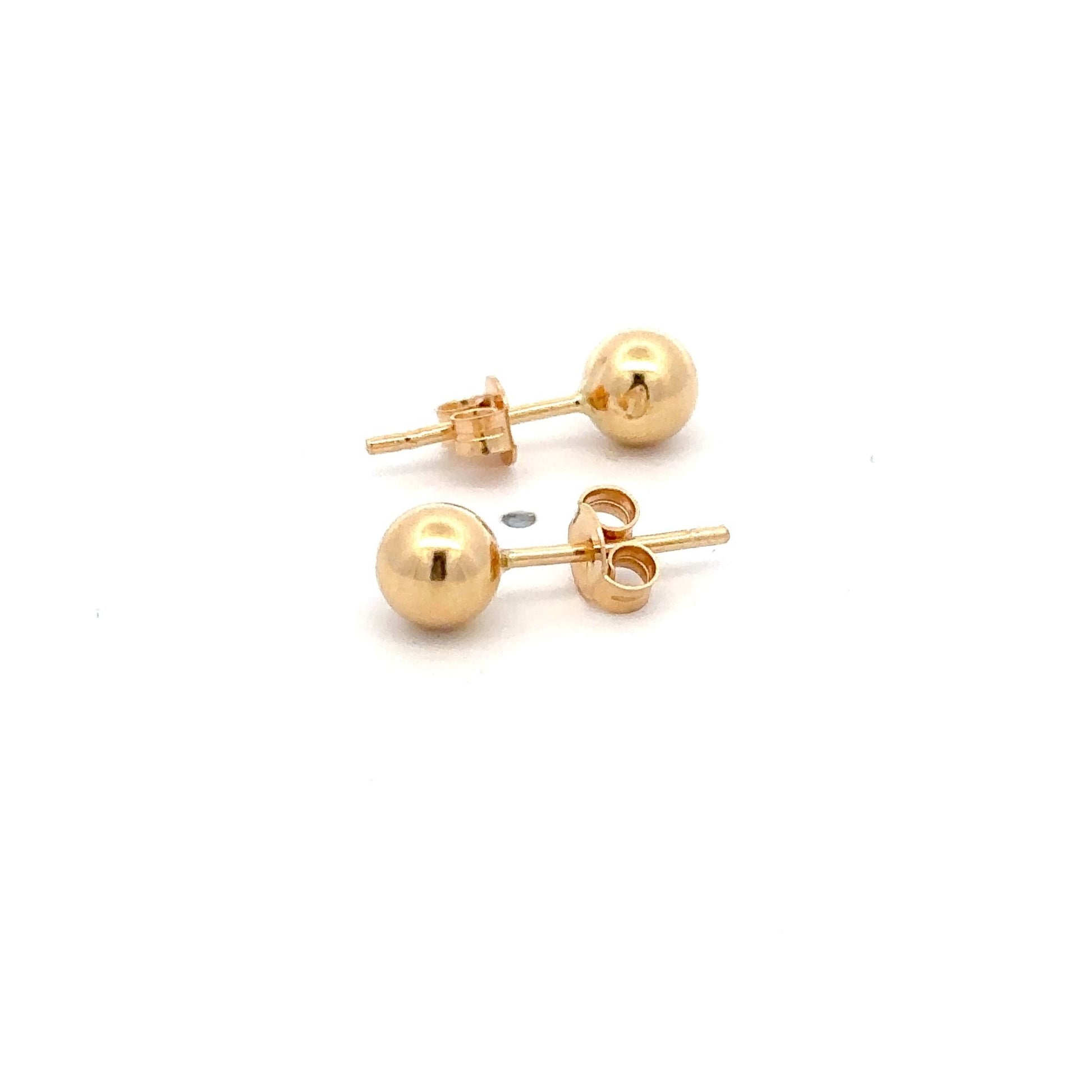 18K Gold Earrings Stud Balls Polished Small - Rafant