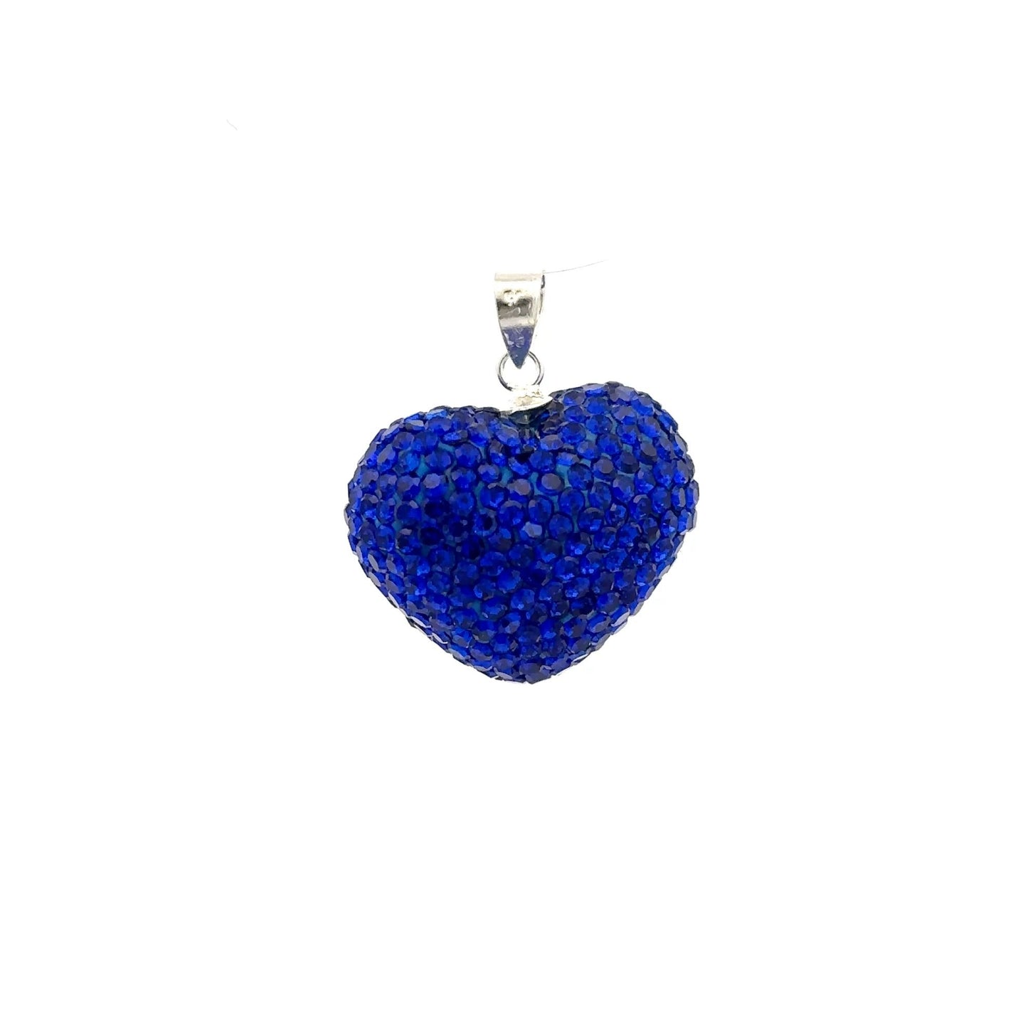 925 Sterling Silver Pendant Crystals Large Blue Heart - Rafant