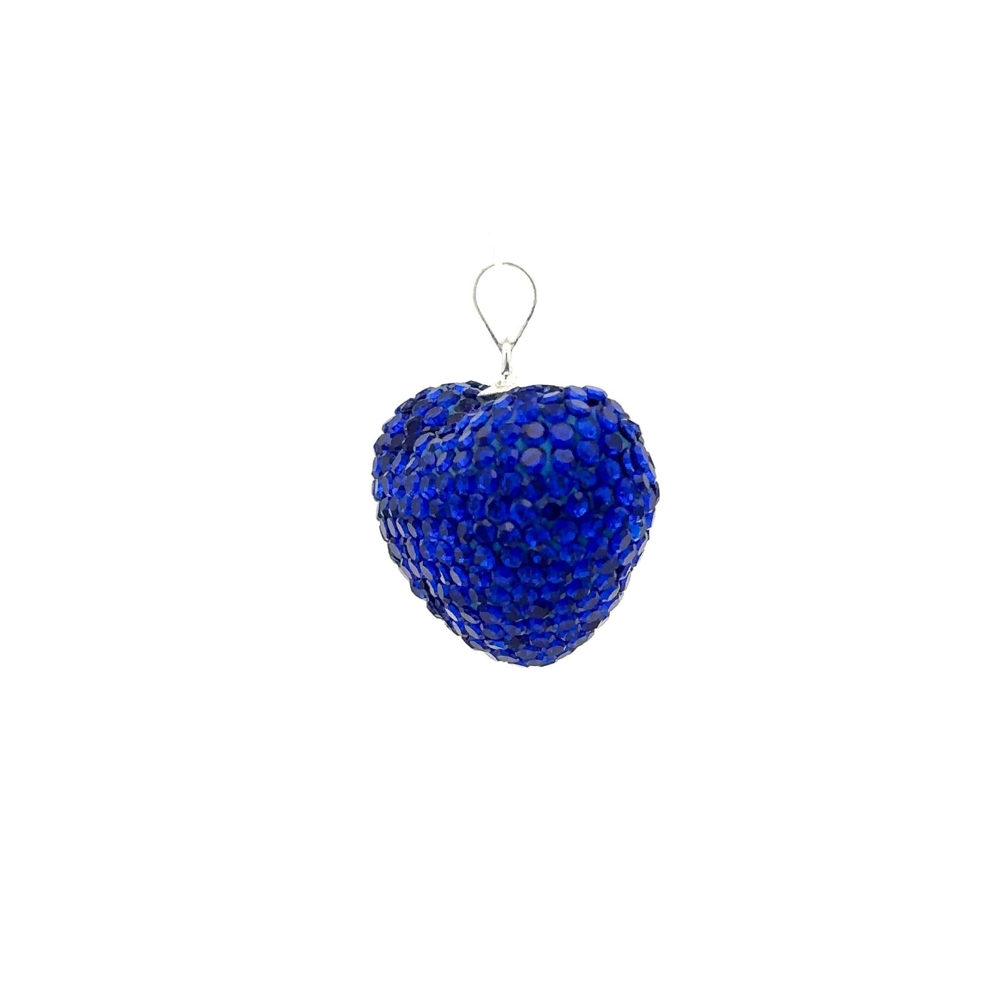 925 Sterling Silver Pendant Crystals Large Blue Heart - Rafant