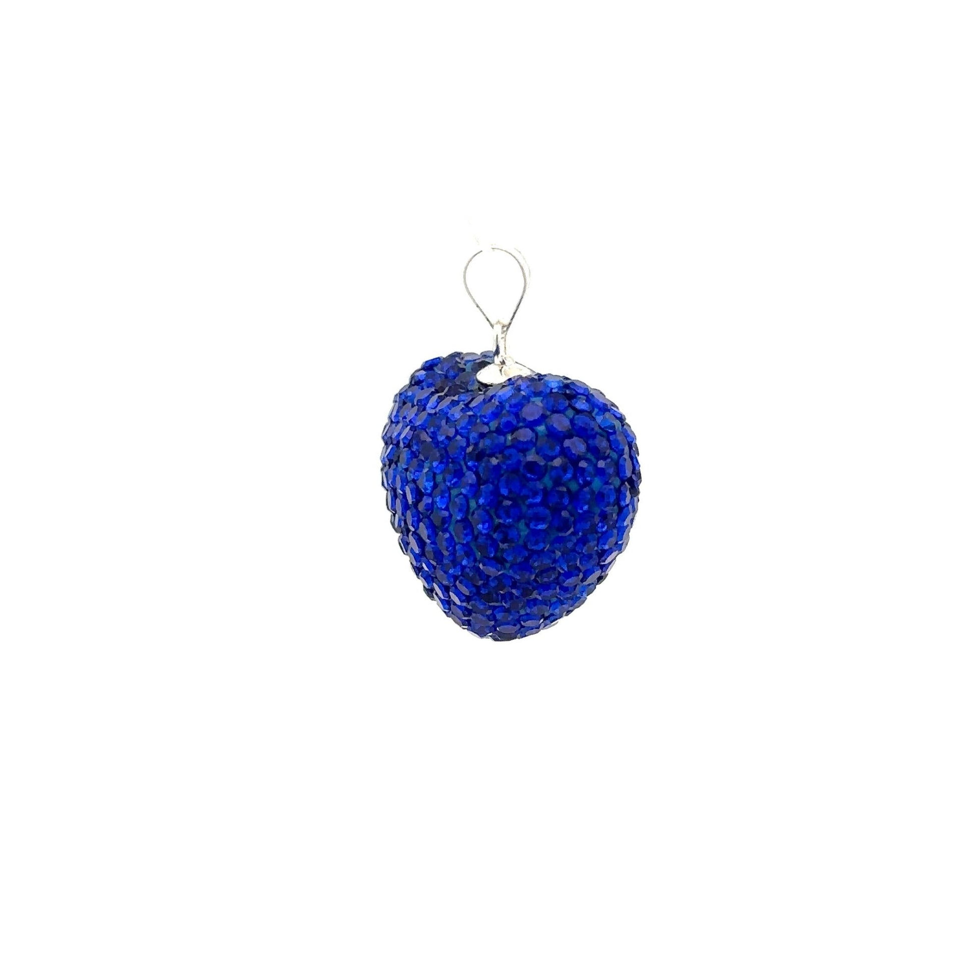 925 Sterling Silver Pendant Crystals Large Blue Heart - Rafant