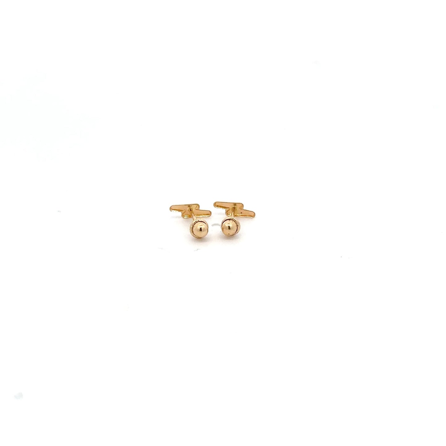 14K Gold Stud Earrings Lightning Bolt Screw Back Type Tiny - Rafant
