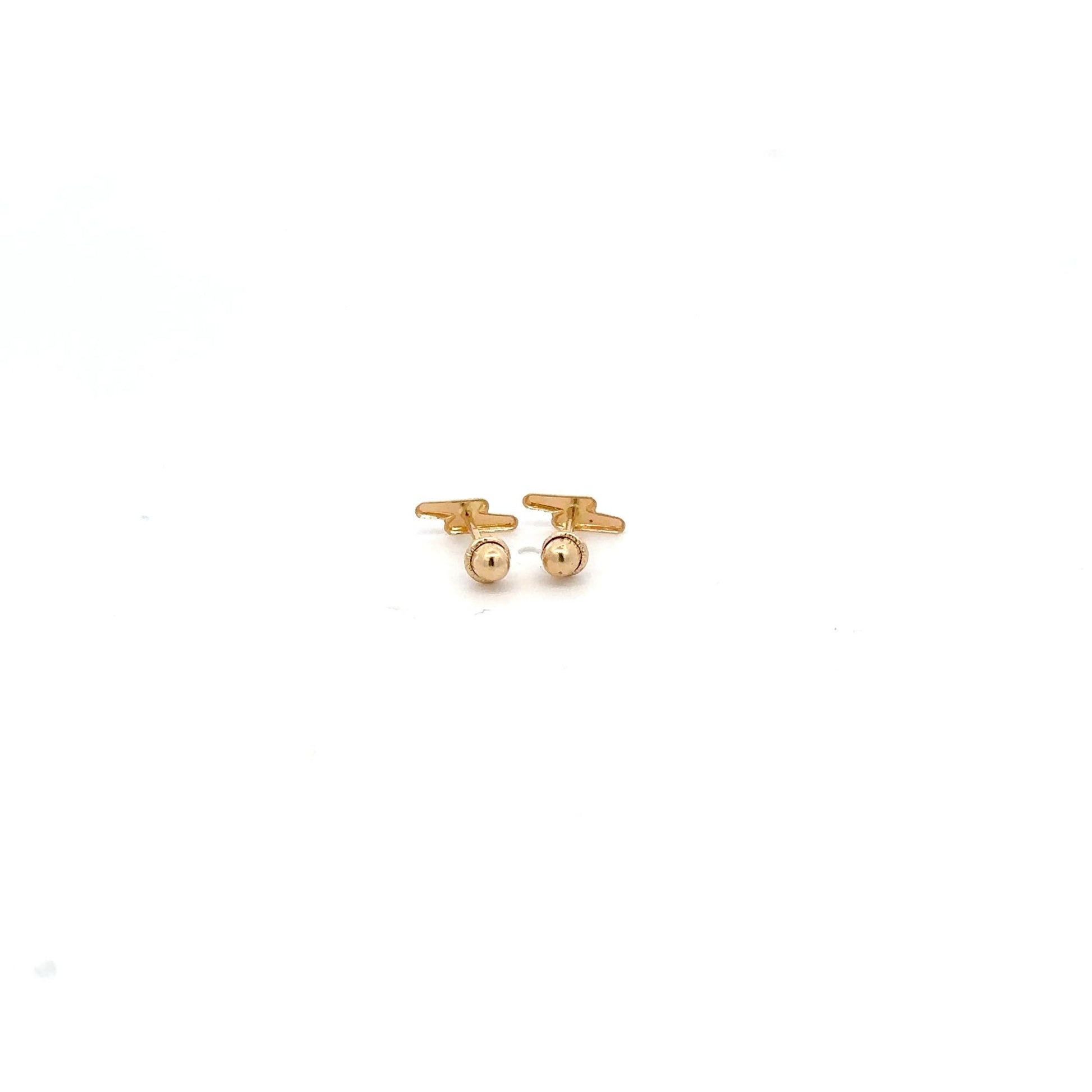 14K Gold Stud Earrings Lightning Bolt Screw Back Type Tiny - Rafant