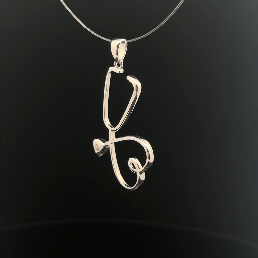 925 Sterling Silver Pendant Stethoscope