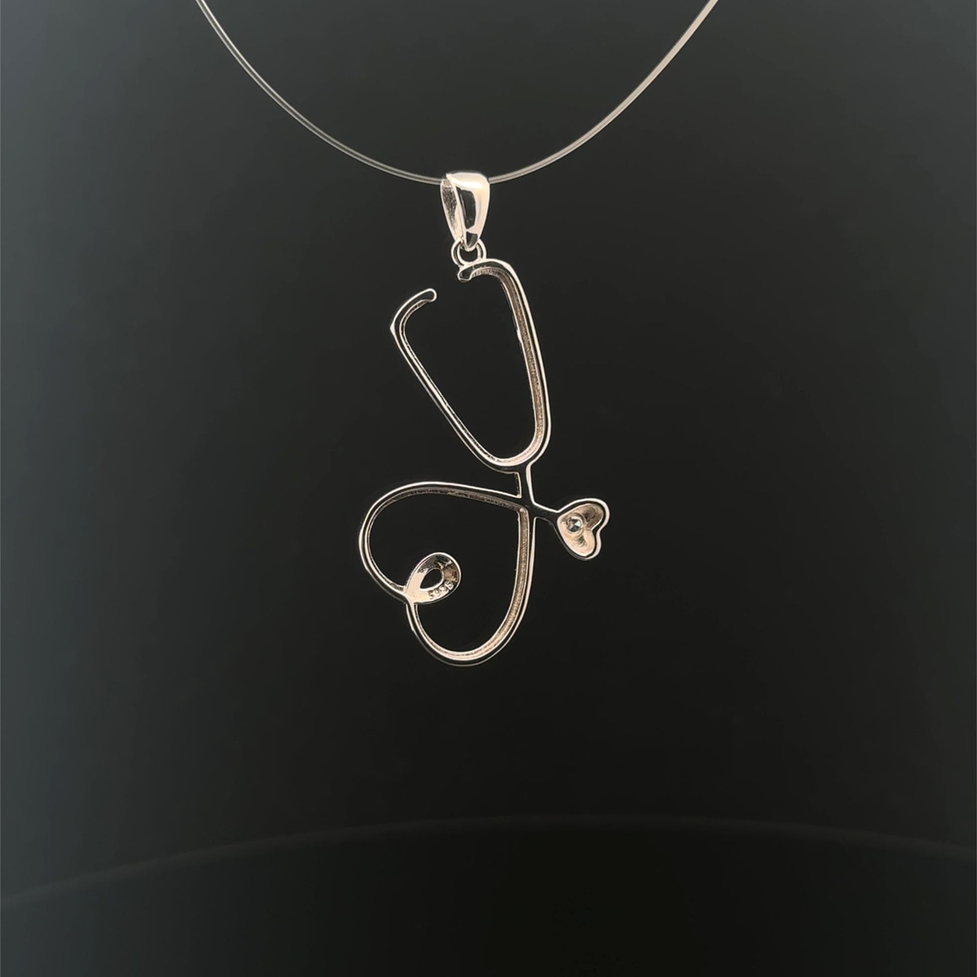 925 Sterling Silver Pendant Stethoscope - Rafant