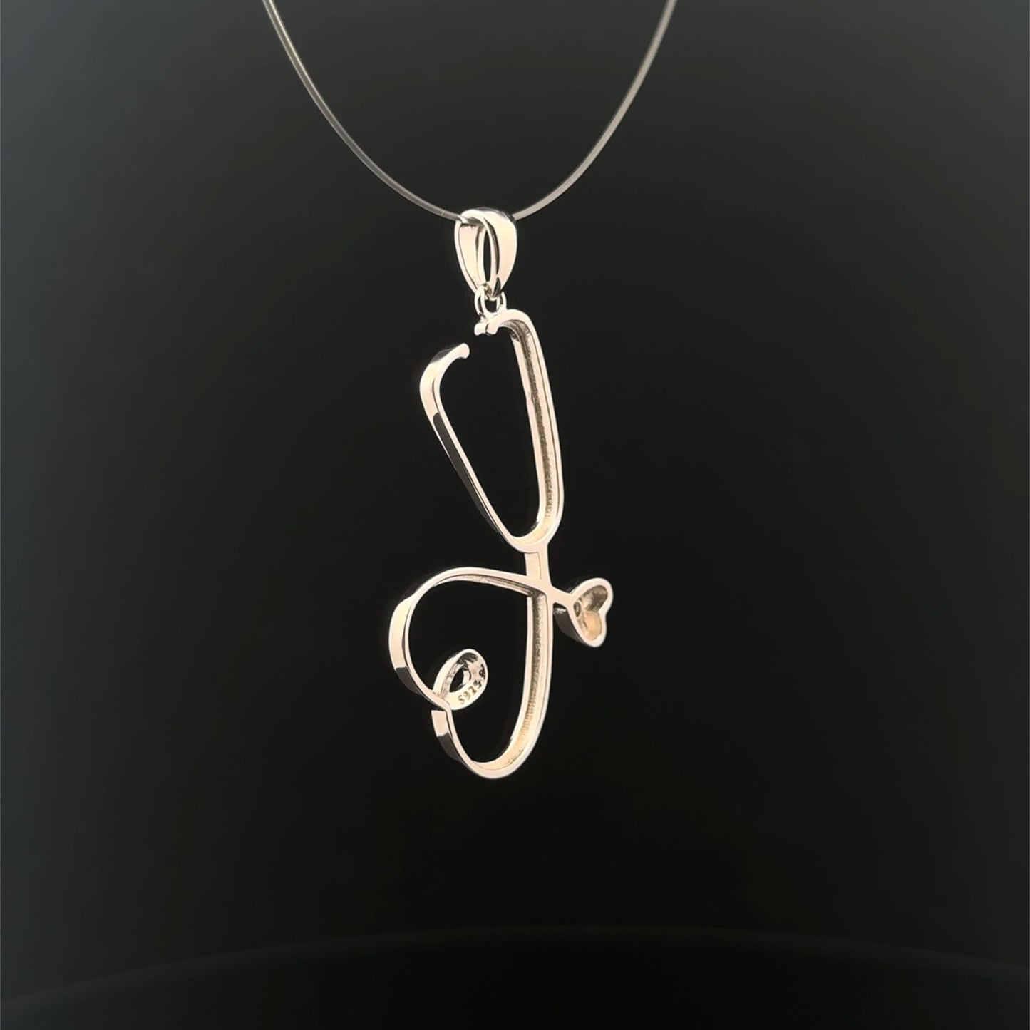 925 Sterling Silver Pendant Stethoscope - Rafant