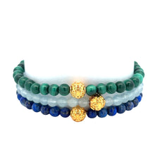 Load image into Gallery viewer, 18K Gold Money Coin Ball Lucky Charm Bracelet Mini Gemstones Natural Lapis Lazuli 4mm
