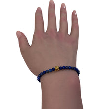 Load image into Gallery viewer, 18K Gold Money Coin Ball Lucky Charm Bracelet Mini Gemstones Natural Lapis Lazuli 4mm
