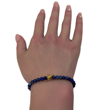 Load image into Gallery viewer, 18K Gold Money Coin Ball Lucky Charm Bracelet Mini Gemstones Natural Lapis Lazuli 4mm
