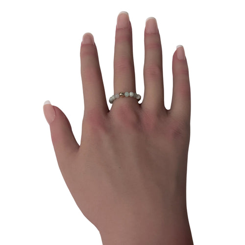 14K Gold Gemstones Stretch Ring Handmade Elastic Band - Rafant