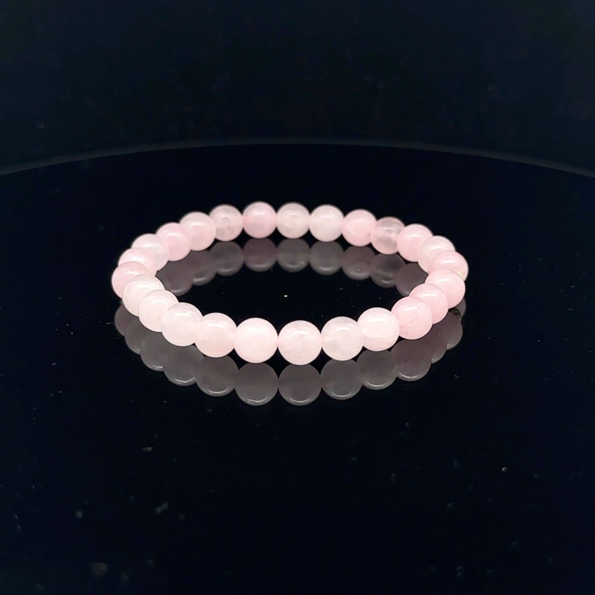 Gemstones Natural Rose Quartz 6mm 4mm Stretch Bracelet with 14k Gold Bead Choose Yellow, Stardust, Corrugated - Rafant