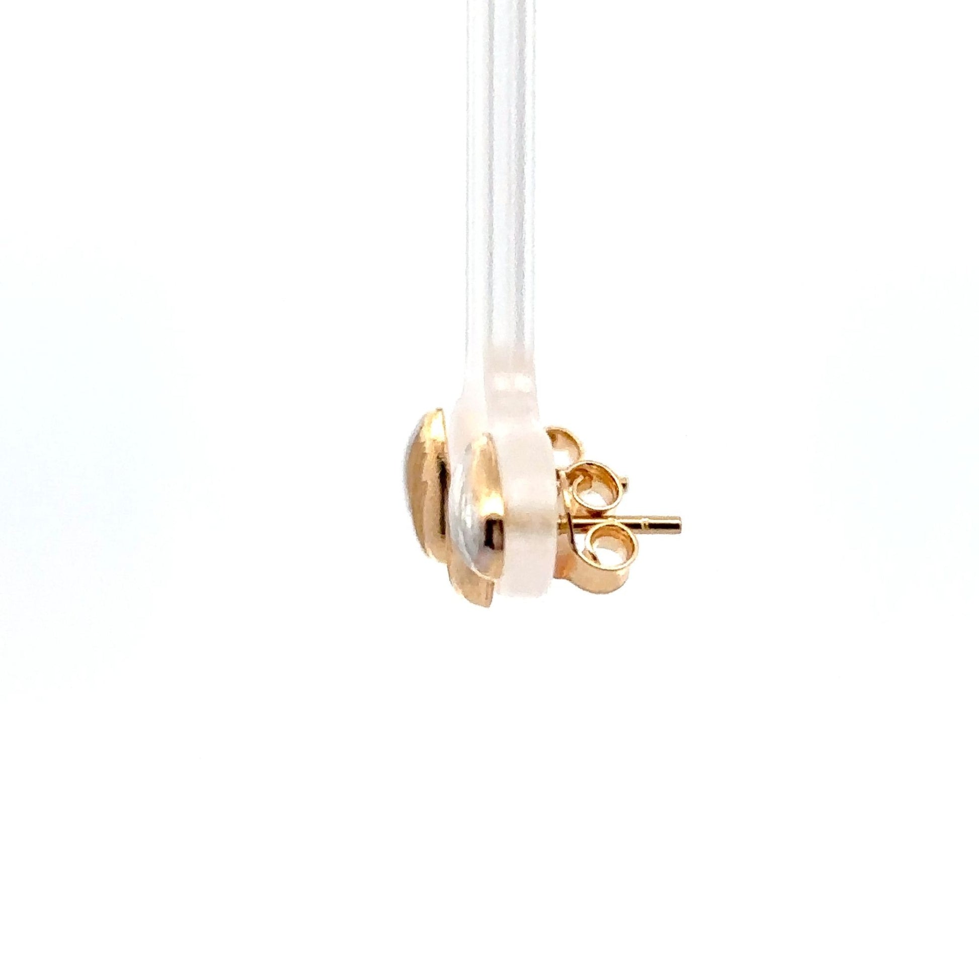 18K Gold Earrings Stud Heart Small Lightweight Two Tone - Rafant