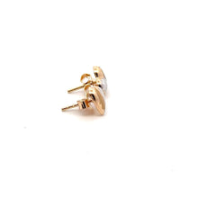 Load image into Gallery viewer, 18K Gold Earrings Stud Heart Small Lightweight Two Tone - Rafant
