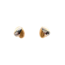 Load image into Gallery viewer, 18K Gold Earrings Stud Heart Small Lightweight Two Tone - Rafant
