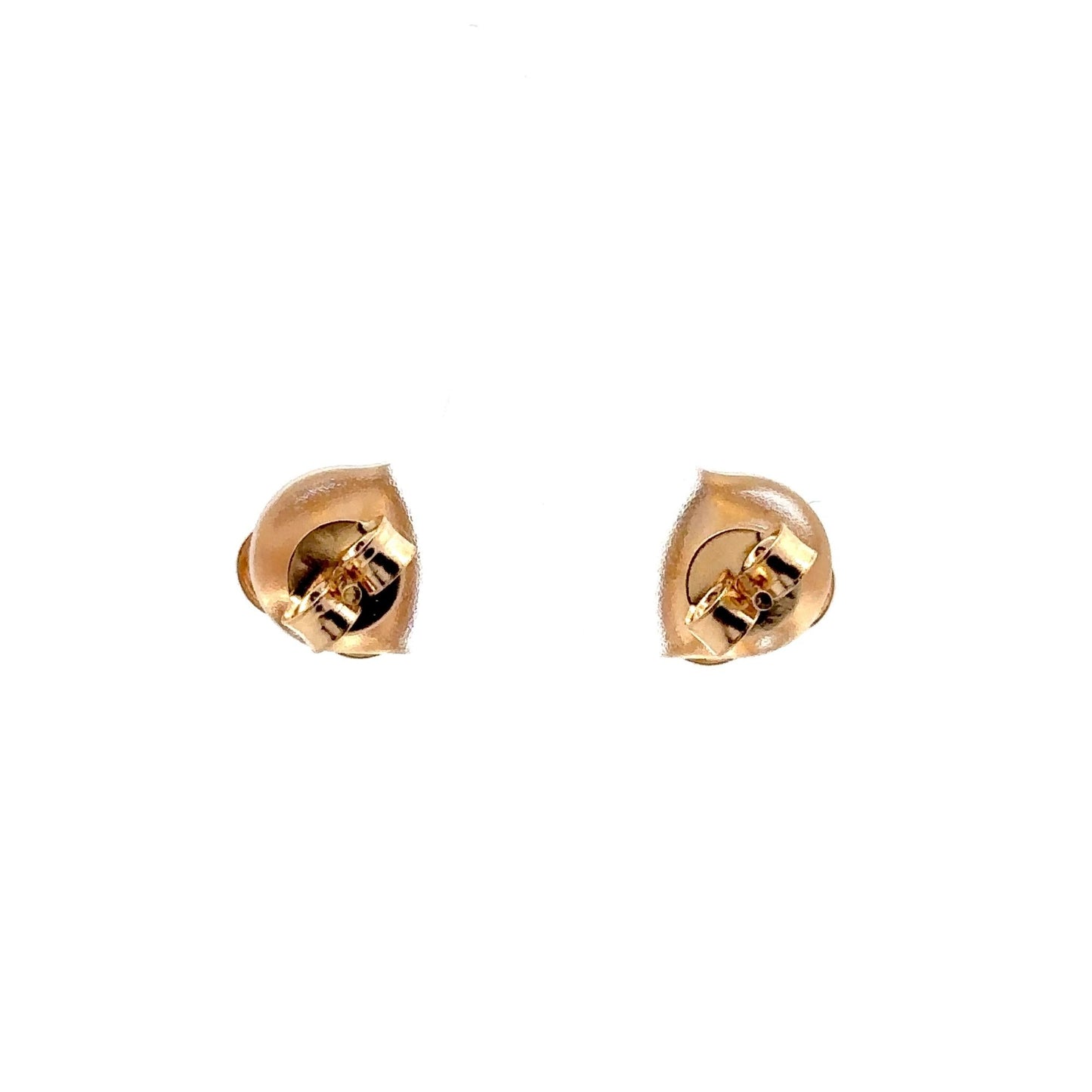 18K Gold Earrings Stud Heart Small Lightweight Two Tone - Rafant