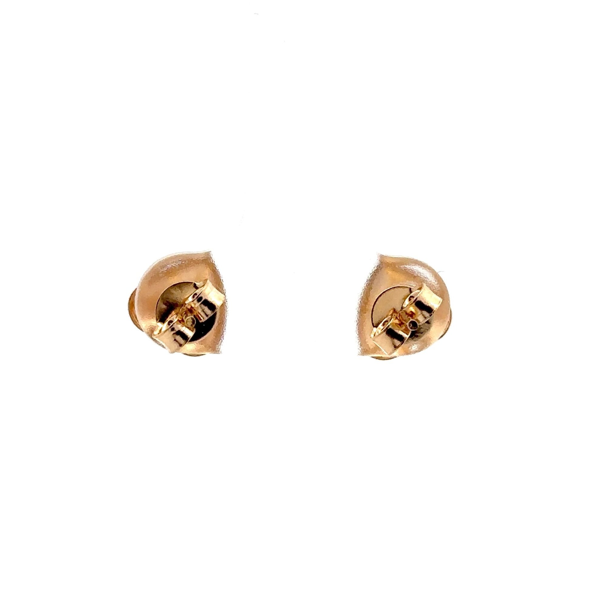 18K Gold Earrings Stud Heart Small Lightweight Two Tone - Rafant