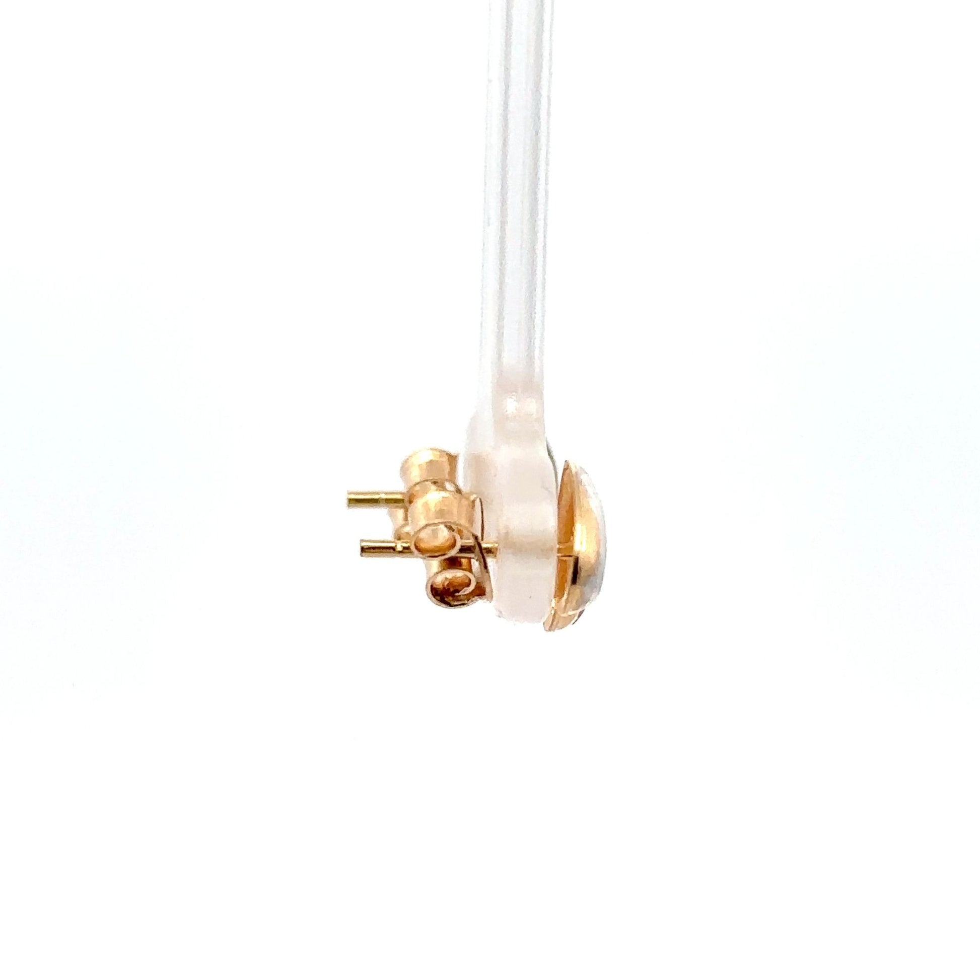 18K Gold Earrings Stud Heart Small Lightweight Two Tone - Rafant
