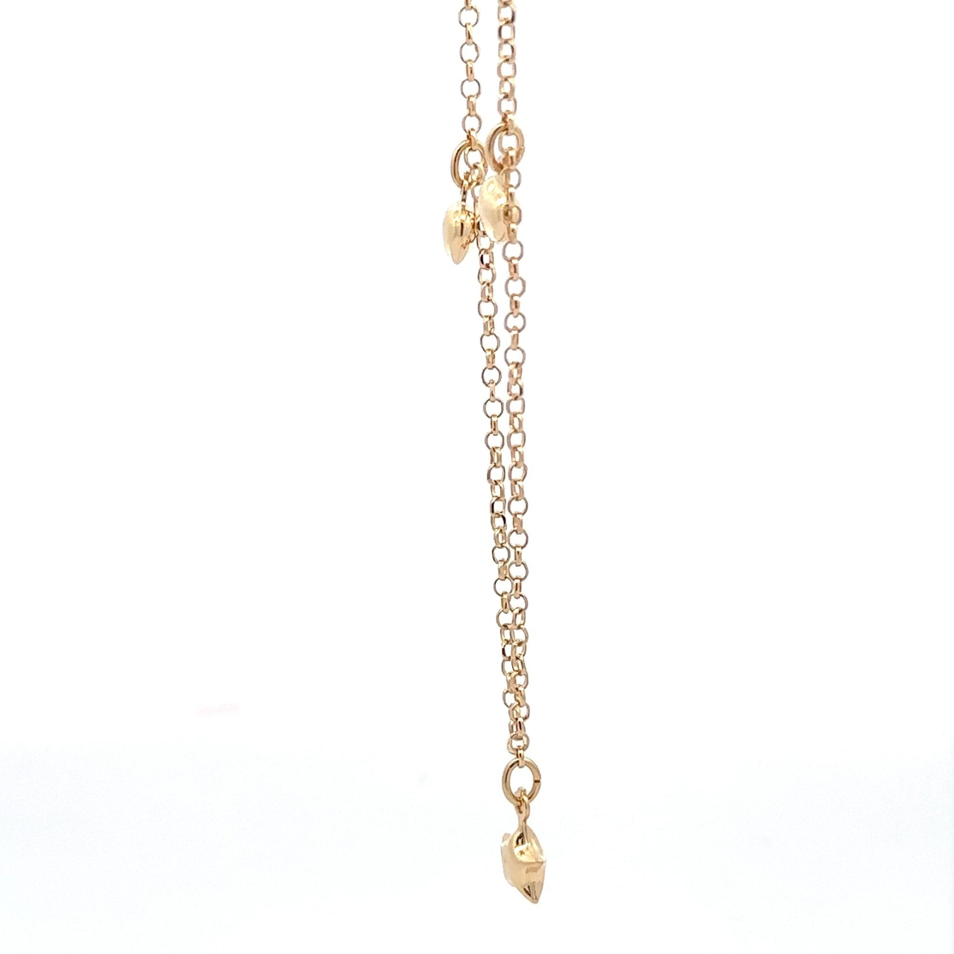 18K Gold Bracelet Heart Star Charms 7 inches 2.91 grams - Rafant