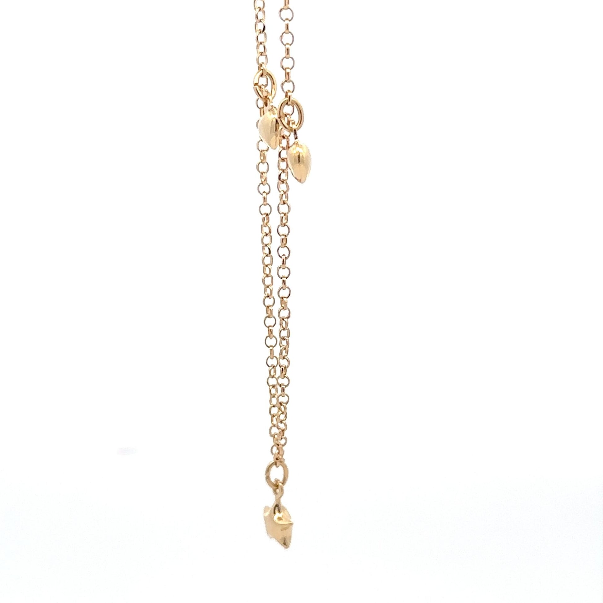 18K Gold Bracelet Heart Star Charms 7 inches 2.91 grams - Rafant