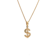 Load image into Gallery viewer, 18K Gold Necklace Chain 17.75 inches Pendant Dollar Sign 2.43 grams

