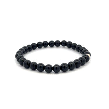Load image into Gallery viewer, Gemstones Onyx 6mm Stretchable Bracelet 14k Gold Bead Charm
