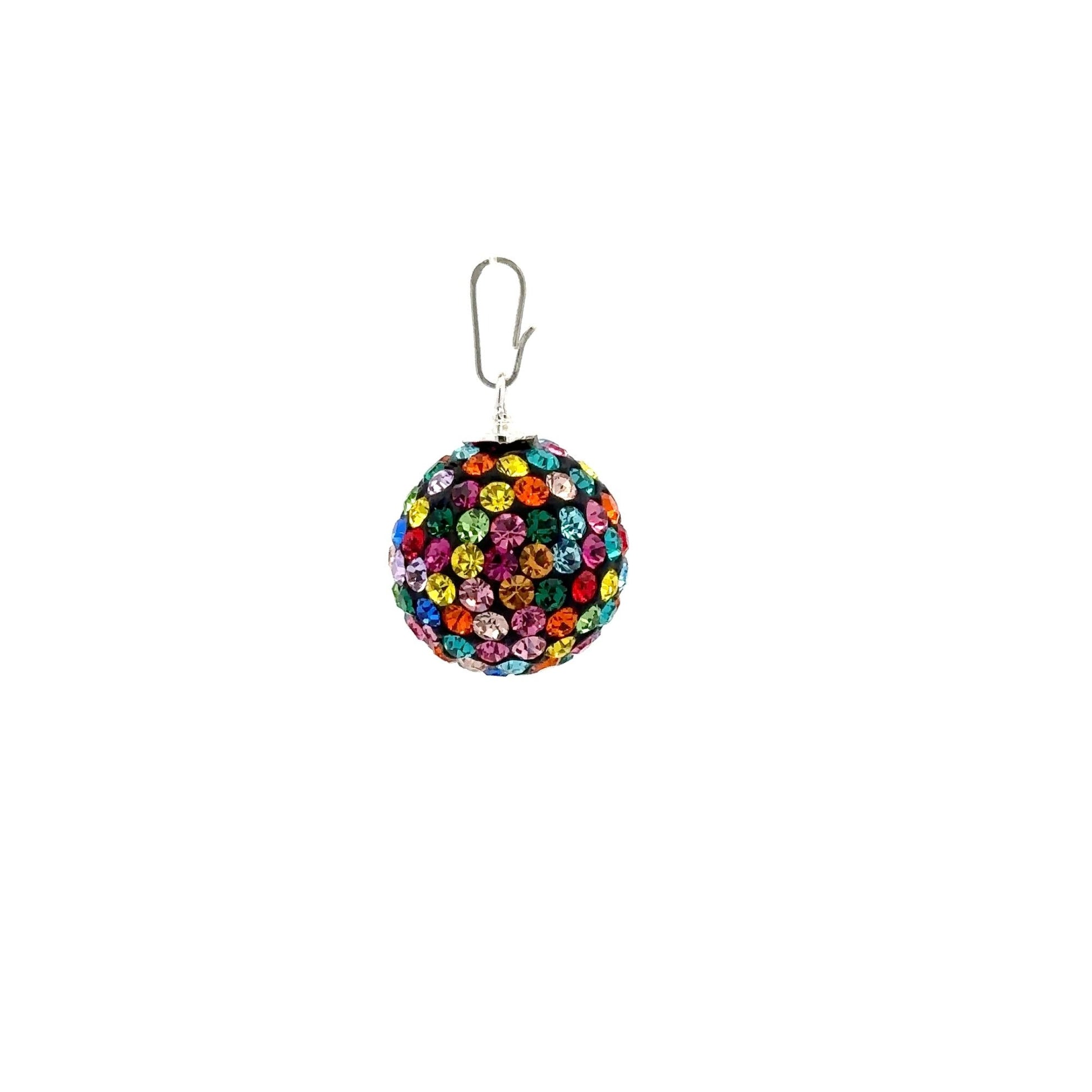925 Sterling Silver Pendant Crystals Multi Color Round Ball - Rafant