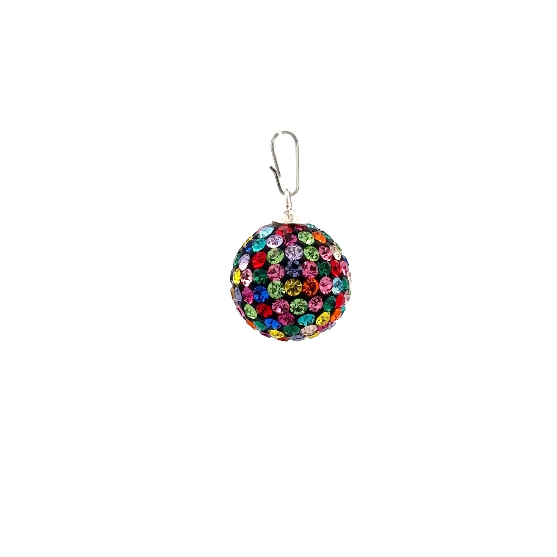 925 Sterling Silver Pendant Crystals Multi Color Round Ball - Rafant