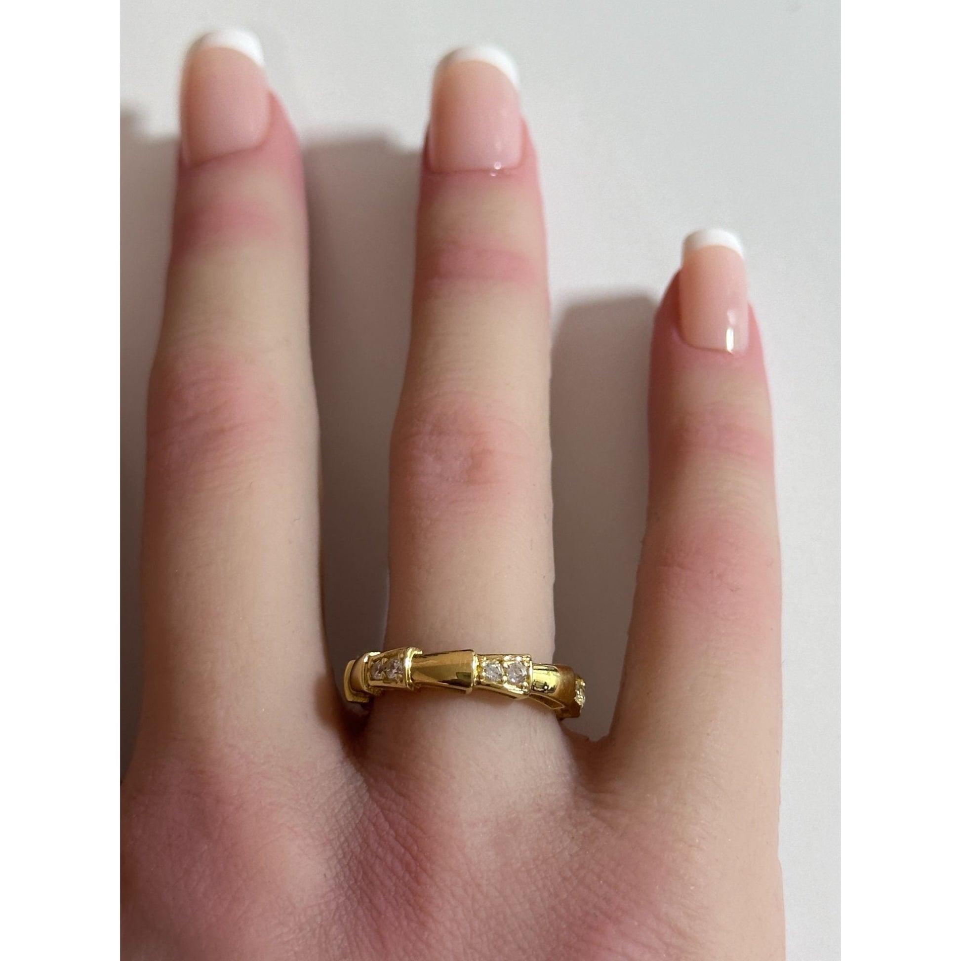 18K Gold Ring Cubic Zirconia Size 6 - Rafant