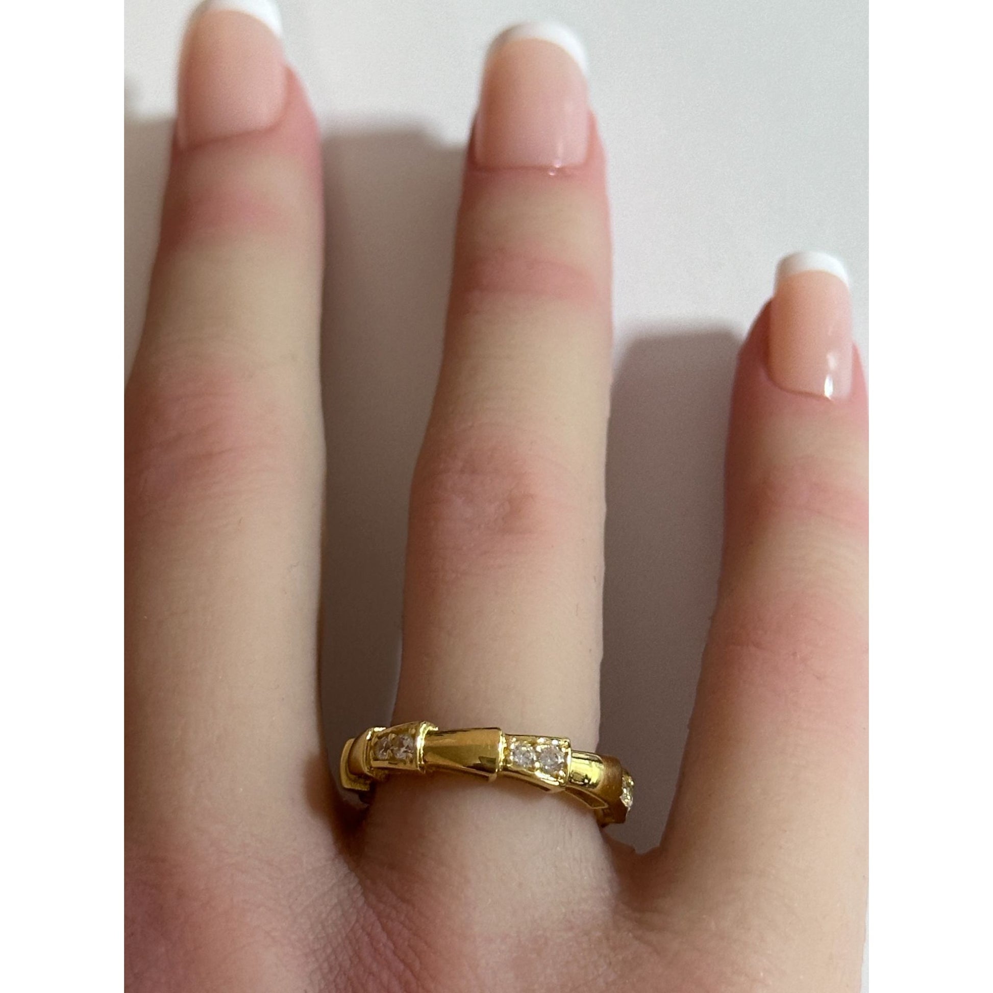 18K Gold Ring Cubic Zirconia Size 6 - Rafant