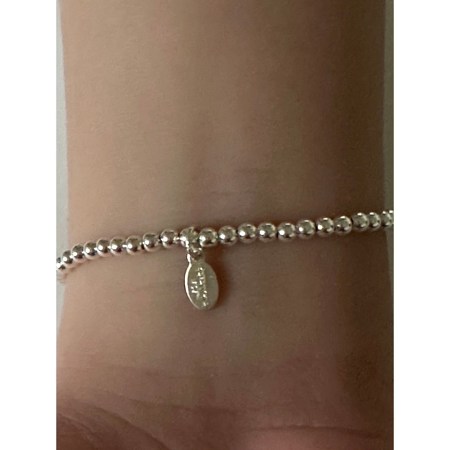 925 Sterling Silver Beaded Stretch Stacking Bracelet Cat Head Minimalist - Rafant