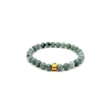 Load image into Gallery viewer, 18K Gold Money Bag Lucky Charm Elastic Bracelet Gemstones Burmese Jade 6mm Size 6&quot;
