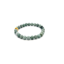 Load image into Gallery viewer, 18K Gold Money Bag Lucky Charm Elastic Bracelet Gemstones Burmese Jade 6mm Size 6&quot;
